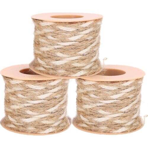 3pcs 5M/Roll Jute Burlap Hessian Ribbon DIY Craft Gift Box Ribbons Retro Classic Home/Wedding/Party/Christmas Decorations Decor
