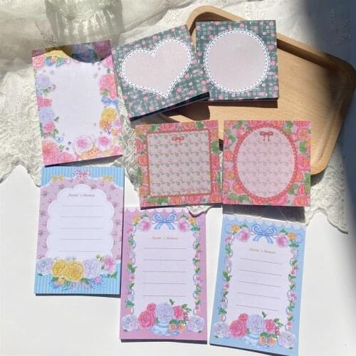 50 Sheets Kawaii Retro Rose Memo Pad Girl Diary DIY Decorative Sticky Notes School Notebook Stationery Note Paper