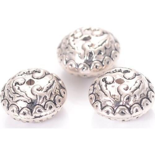 New Arrival 50 pcs 17x10mm Fluted Corrugated Antique Style Design Plating Acrylic Spacer Flat Round Beads For Diy Jewelry Making