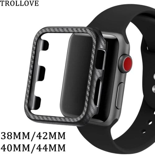 Carbon Fiber PC Case Protective Frame For Apple Watch 5 4 3 2 1 iWatch Cover 38MM 42MM 40MM 44MM Bumper Watch Band Accessories