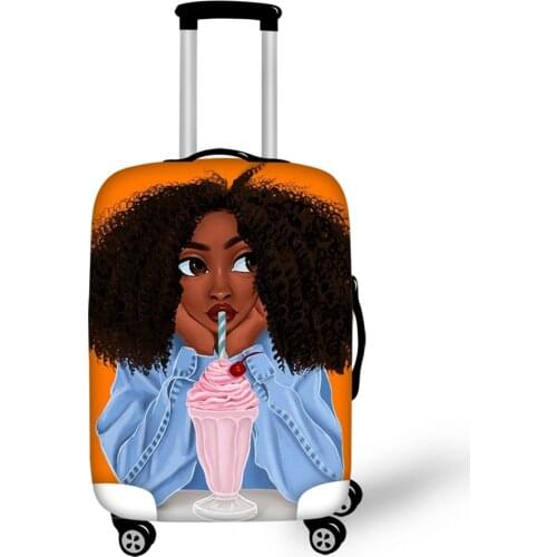 HaoYun Cartoon Luggage Cover African Girls Pattern Travel Accessories Afro Arts Design Water-proof Suitcase Cover Only Cover