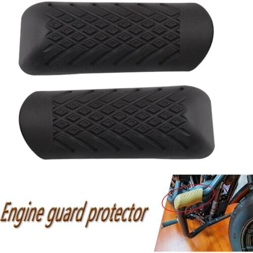 Black 1 1/4" Engine Guard Crash Bar Sliders Rubber Knee Legs Protector Cover Anchors For Harley XL Yamaha XV950 Shadow Cruiser