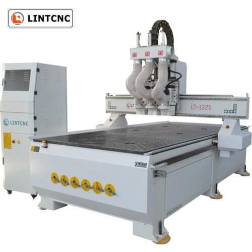 Economical pneumatic 3 spindles cnc machine 1325 2030 2040 3.5kw air cooling spindles easy ATC cnc router