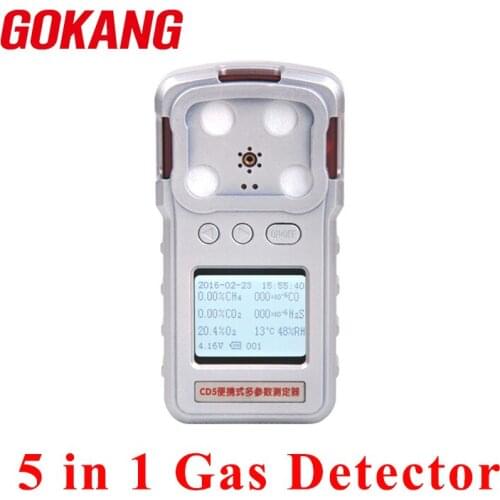 GOKANG CD5 Pumping 5 in 1 Multifunctional Alarm Detector CH4 CO O2 H2S CO2 Explosion-proof Methods Gas Analyzer Meter Computer