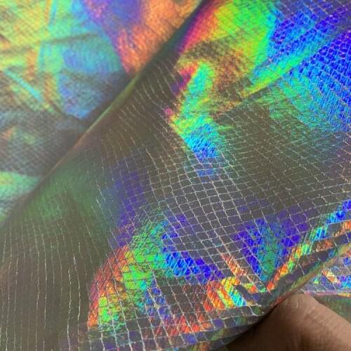 0.6MM thickness synthetic leather Holographic PU glitter small snake skin material JS3022