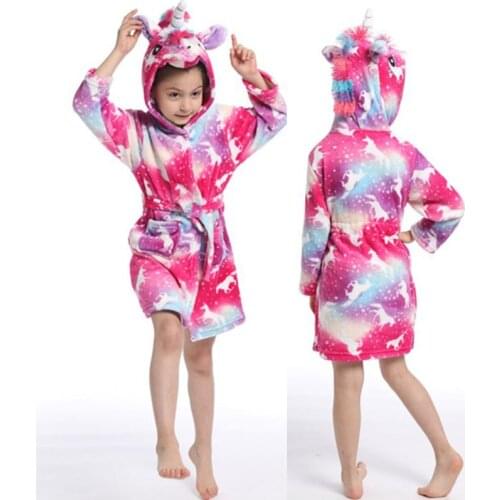 Children Bath Robe Baby Towel Childrens star Unicorn Hooded Bathrobes For Boys Girls pajamas Kids Sleepwear Robe 3-11T