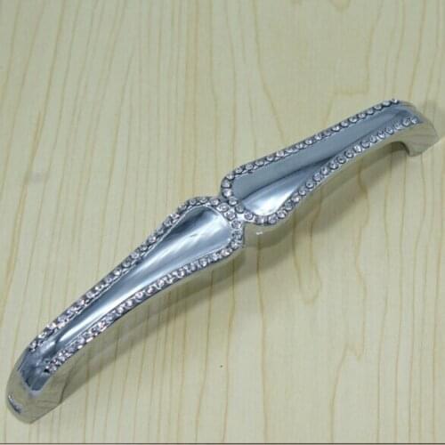 128mm Crystal kitchen cabinet handles chrome dresser pull shiny silver drawer cupboard wardrobe furniture handles knobs pulls 5"