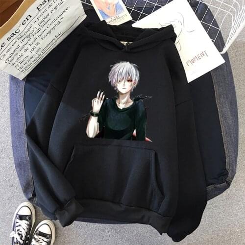 Cool kaneki ken tokyo ghoul Hoodies unisex Long Sleeve Warm Hooded Sweatshirt Hoodie Coat Casual Pullovers Oversize Sportswear