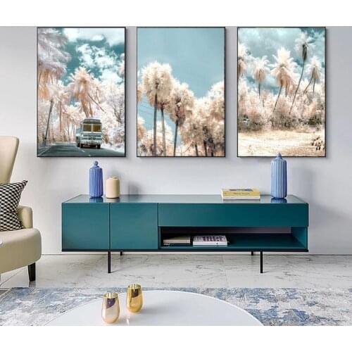 Beautiful Scenery Landscape Pink Nordic Canvas Painting Wall Art Picture Poster and Print Floating Reed Decoration Home Interior