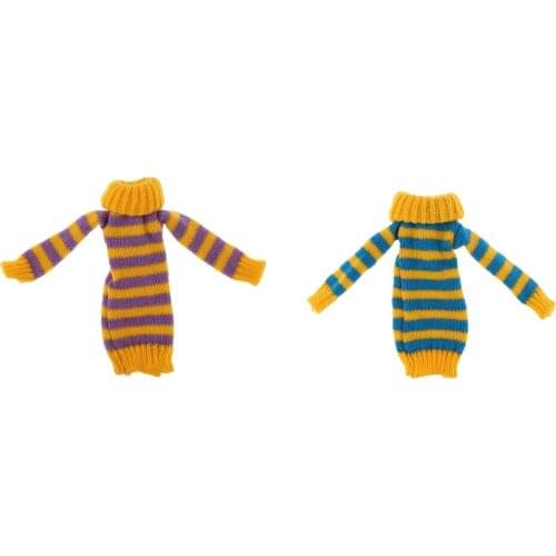 Handmade Doll Long Sleeve Striped Sweater Clothes for Blythe 1/6 BJD Dolls Casual Wear Accessory