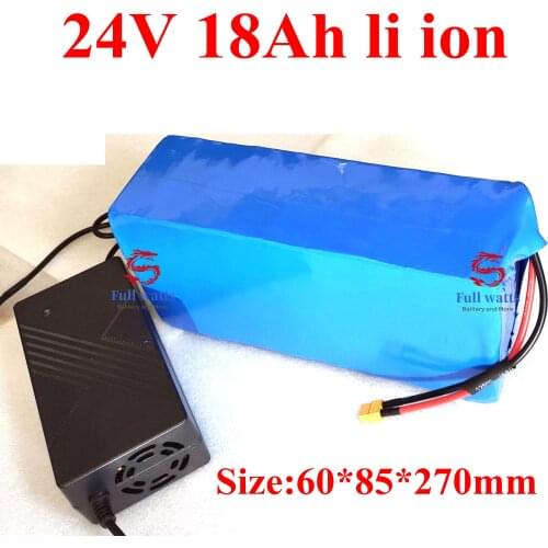 Customize 24v 18ah lithium ion battery BMS 7S 24v li-ion battery for golf cart scooter boat light mower 500W + 2A charger