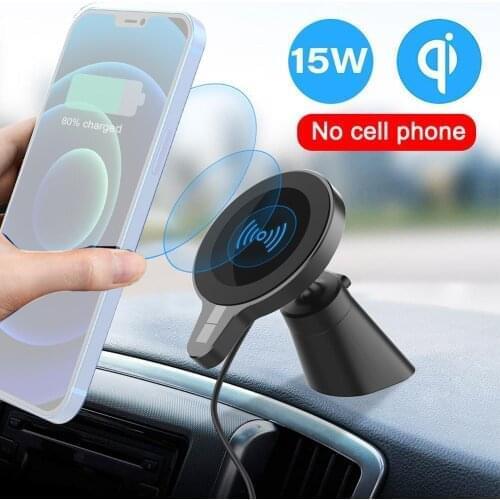 Magnetic Qi Wireless Car Charger Mount For IPhone 12 Pro Max Mini Magsafing 15W Fast Charging Air Vent Phone Holder Stand 2 In 1