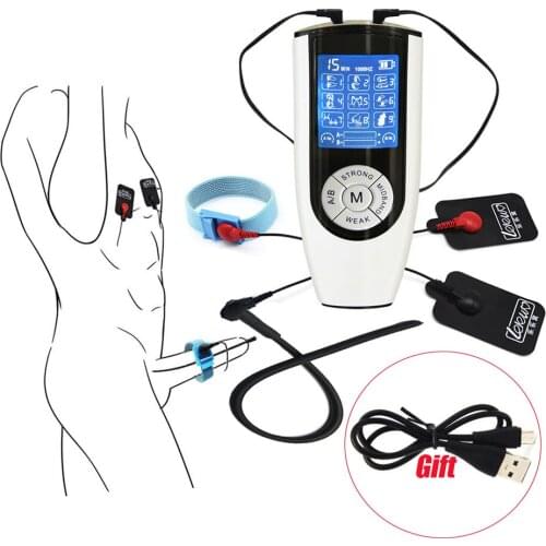 Strongest Feeling Electric Shock Penis Plug Ring Massage Pad Urethral Dilator Prostate Stimulator BDSM Sex Toy Kit For Men Gay