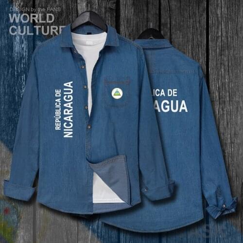 Nicaragua NIC Nicaraguans NI Men Fashion Long Sleeve Cowboy Coat clothes Spring Autumn Cotton Turn-down Collar Jeans Shirt 20