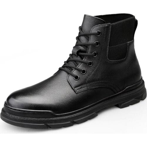 Natural Cow Leather Men Winter Boots Business Men Boots Genuine Leather Men Winter Shoes Handmade Ankle Boots for Men shoes