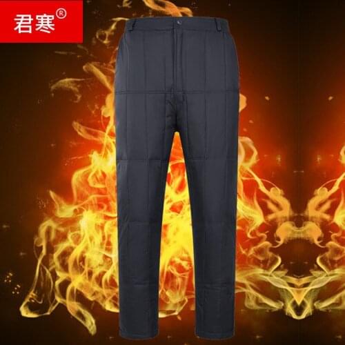 2021 Mens Thickened Cold-Proof Warm-Keeping Pants High Waist Wearing outside down Pants