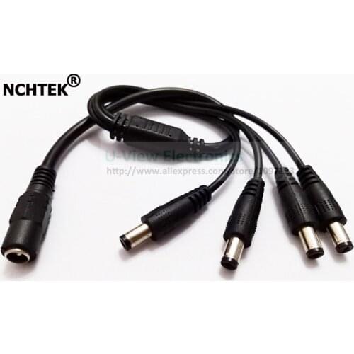 NCHTEK DC 5.5x2.1mm 1 Female to 4 Male Power Splitter Adapter Cables For CCTV Camera/Free DHL/UPS/Fedex Shipping/100PCS