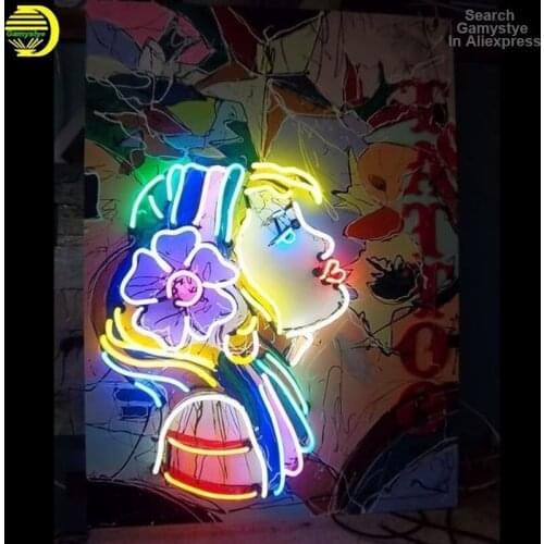 Neon Sign Light For Lady Girl Flower Beauty Attract light Aesthetic Game Room Decor Neon Light Lamp Home Decor Paint Beer Lamp