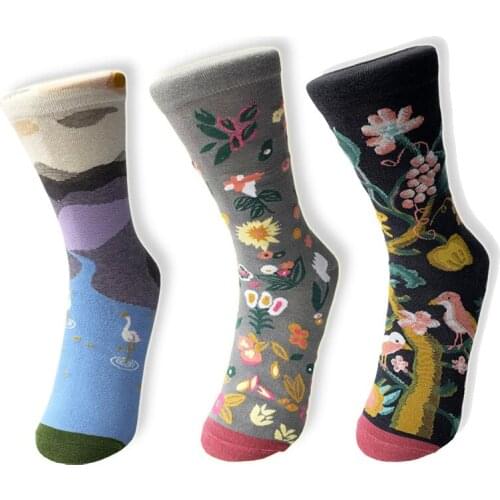 2020 New Cotton Mens Crew Socks Happy Funny Sloth Beer Flamingo Novelty Hiphop Dress Sock for Men Large Gift