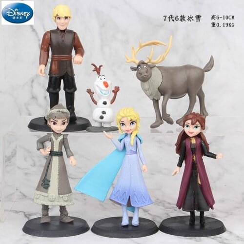 6pcs/set New Disney Frozen Princess Aisha Princess 6 Models 7th Generation Reindeer Hand Model Decoration Childrens Doll Toys