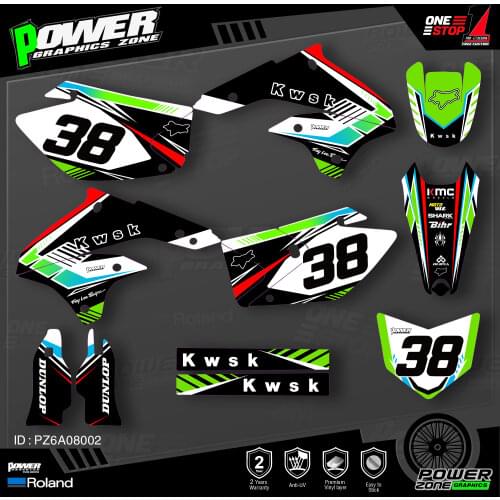 PowerZone Custom Team Graphics Decals Stickers Kit For Kawasaki Decal 2008 2009 2010 2011 2012 2013 KLX450 002