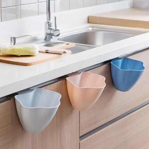 Plastic Basket Door Hanging Trash Can Waste Bin Garbage Can Storage Box Trash Storage Desktop Kitchen Holder For Cabinet Door