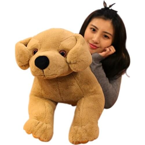 Dorimytrader Pop Simulation Animal Labrador Plush Toy Giant Stuffed Cartoon Golden Retriever Dog Doll Pillow Birthday Gift 80cm