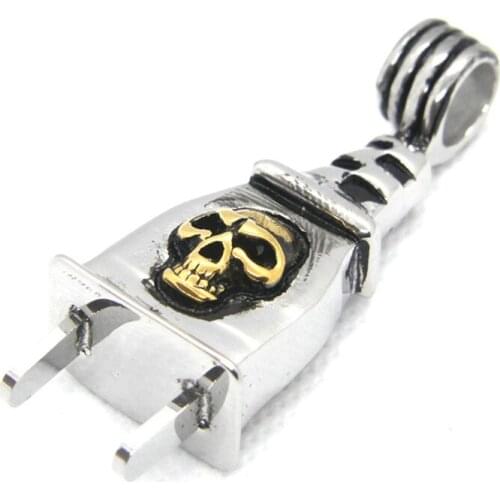 Support Dropship New Design Golden Skull Plug Pendant 316L Stainless Steel Fashion Jewelry Cool Plug Pendant
