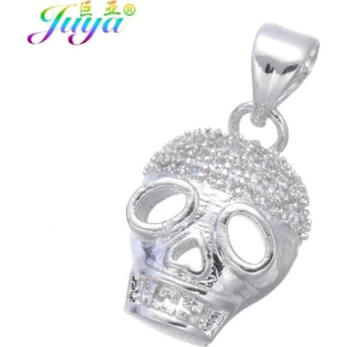 Gold Micro Pave Zircon Copper Suspension Punk Skull Charm Pendants For Charm Bracelets Pendant Necklace DIY Making