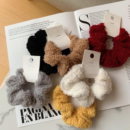 Furry Velvent Scrunchies Headband Hair Ties Rubber Elastic Hair Bands Accessories Kawaii Artificial Fur Fashion Winter for Women