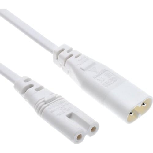 IEC 60320 C8 Plug to C7 Receptacle Male to Female Extension Power Supply Main Adapter Cable White Color