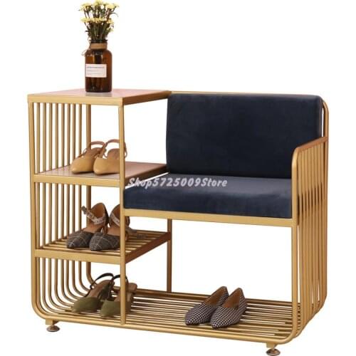 Nordic Shoe Changing Stool Sitting Shoe Wearing Stool At Home Door Simple Modern Iron Shoe Cabinet Storage Stool