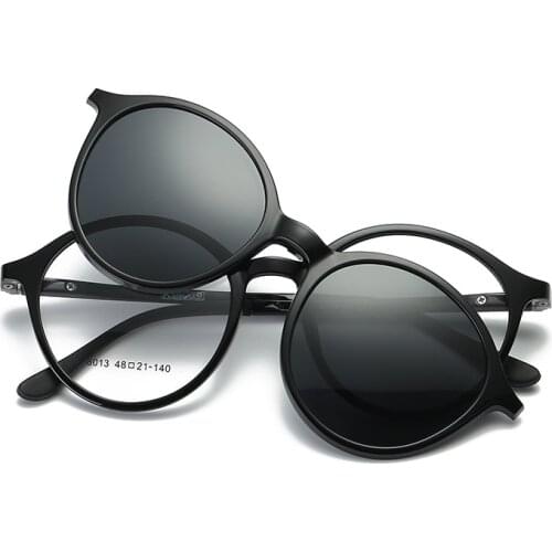 Polarized Clip on Sunglasses Women Vintage Retro Magnetic Sun Glasses Men UV400 TR90 Round Optical Prescription Eyeglasses Frame