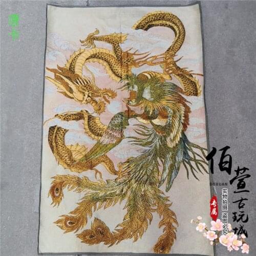 Tibet embroidery, gold silk, brocade, silk, Thangka, decoration and hanging painting, dragon and Phoenix, Chengxiang collection