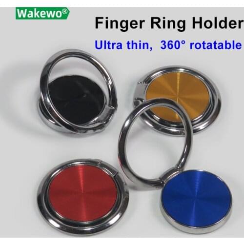WAKEWO Ultra thin Finger Ring Holder for mobile phone anti-slip metal Grip aluminium desk support