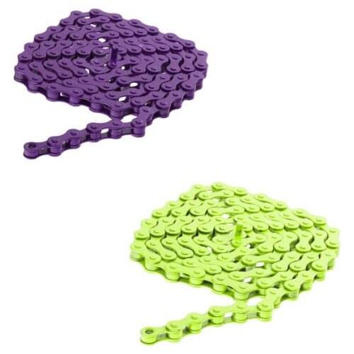 2Pcs Bike Chain Fixed Gear Track Single Speed Chains 1/2'x1/8' Purple Yellow