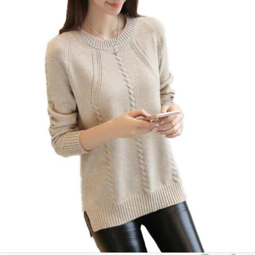 S-3XL Plus Size Sweaters Winter Womens O Neck Slim Pullovers Long Sleeve Knit Jumper Casual Wine Red Ladies Sweater Mujer