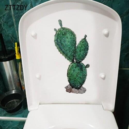 ZTTZDY 12×25CM Painted Cactus Cartoon Kids Room Wall Decor Funny Plant Toilet WC Stickers T6-0051