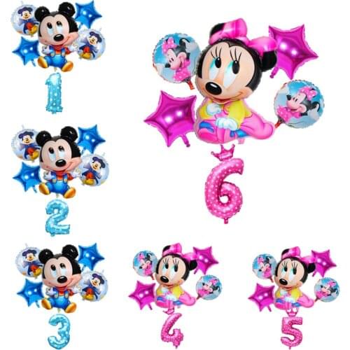 1set Mickey Minnie Mouse Foil Balloon Birthday Party Decorations Baby Shower 32inch Number Latex Balloon Cartoon Kids Toy Globos