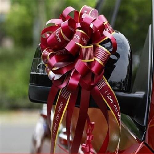 10pcs Large Size 150*6cm Beautiful Wine Red Pull Bow Ribbon Gift Packing Flower Bow Bowknot Wedding Car Room Decoration