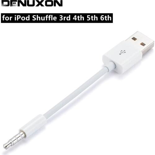3.5mm Jack AUX to USB 2.0 Charger Data Sync Audio Adapter Cable for Apple iPod Shuffle 3rd 4th 5th 6th gen MP3 MP4 Player Cord