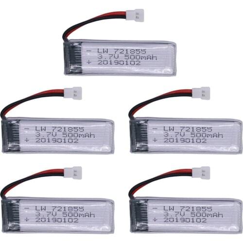 5PCS 3.7V 500mAh li-po Battery for H37 V966 V977 T37 X20 U815A U818 RC Quacopter Spare Parts Accessories 721855 XH2.54