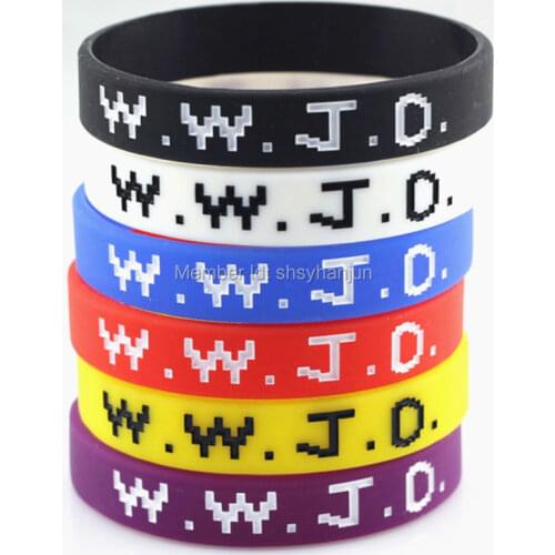 6pcs w.w.j.d. wwjd wristband silicone bracelets free shipping