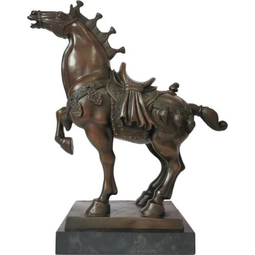 Chinese War Horse Bronze Statue Figurine Animal Sculpture Art Office Home Decoration Ornament