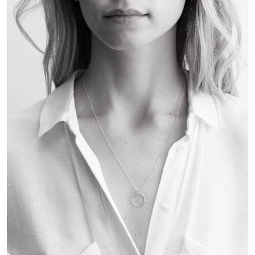 316L Stainless Steel Hammer Circle Pendent Necklaces 3 Colors Rose Gold/Gold Color Anti Allergy chain necklace fashion Jewelry