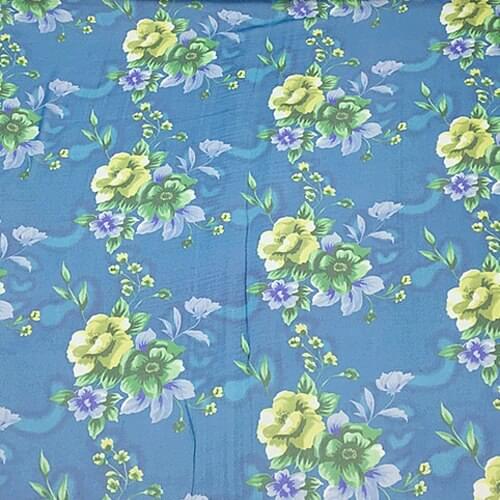 Floral print on blue bottom pure silk georgette gauze silk fabric thin,SCG400