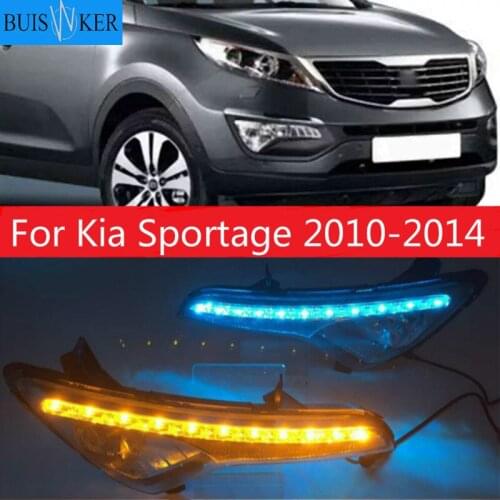For Kia Sportage 2010 2011 2012 2013 2014 fog lamp cover daylight with Yellow Turning Car LED DRL Daytime running light