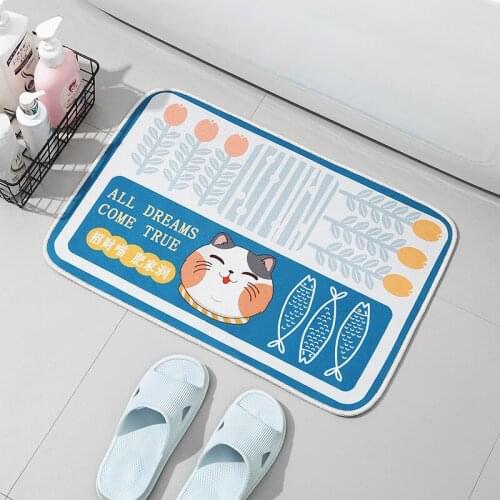 Lucky Cat Door Mat Anti-slip Water Absorption Kitchen Bathroom Carpet Doormats