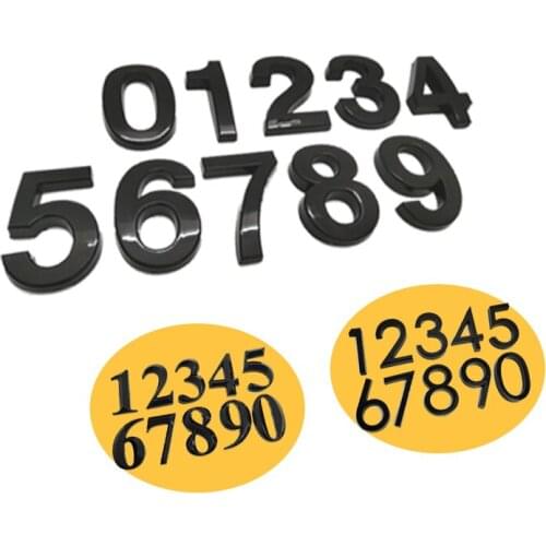 Black Color House Number Stickers Home Hotel Door Plates 3D Numeral Door Plaque Sign Plating Gate Digits 0 to 9 Plastic Number
