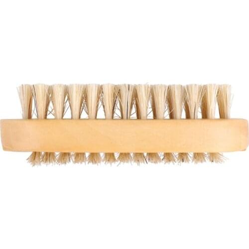 Oval Shape Wooden Cleaning Nail Brush Double Side Fingernail Toenail Scrub Tool
